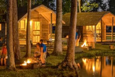 Friends smiling together at camp